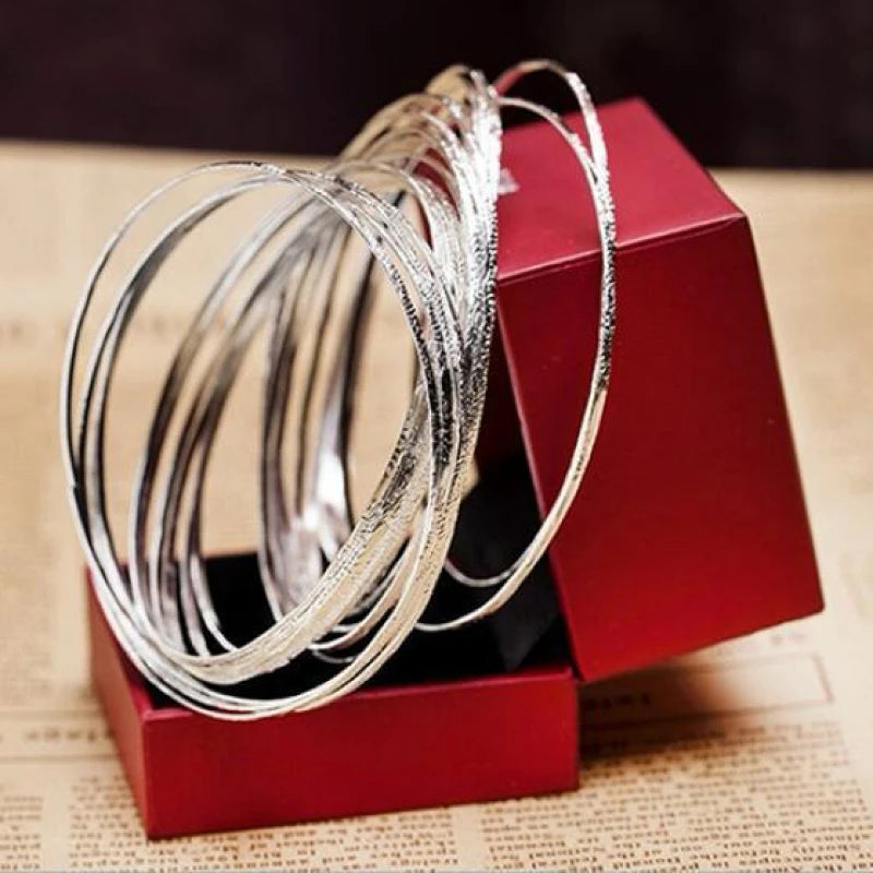 10pcs Silver Color Bangles Bracelets