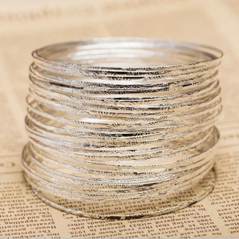 10pcs Silver Color Bangles Bracelets