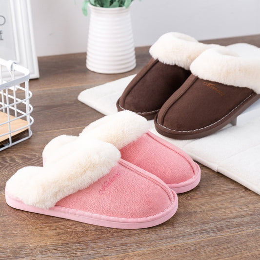 Thick Warm Velvet Cotton Slippers For Women