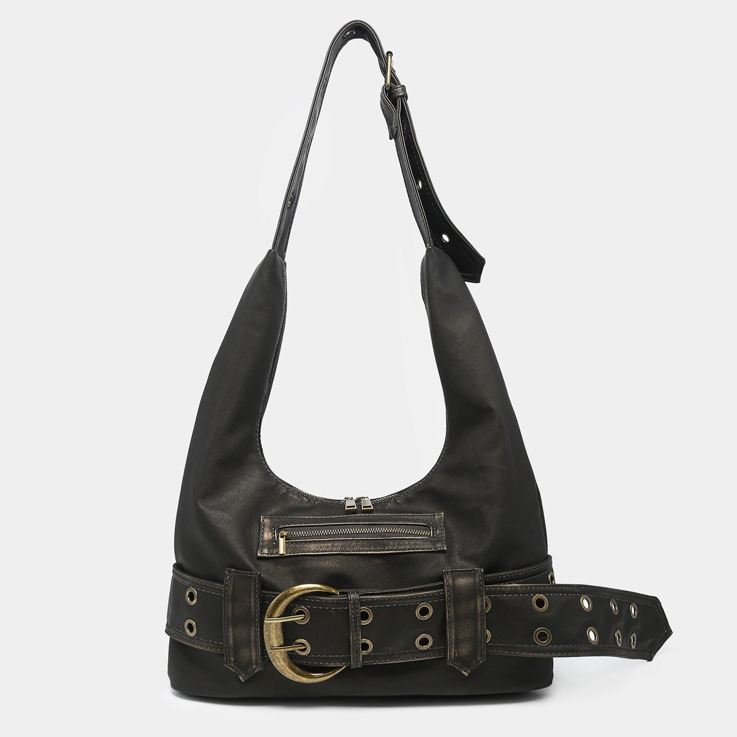 Leather Belt Buckle Shoulder Purse