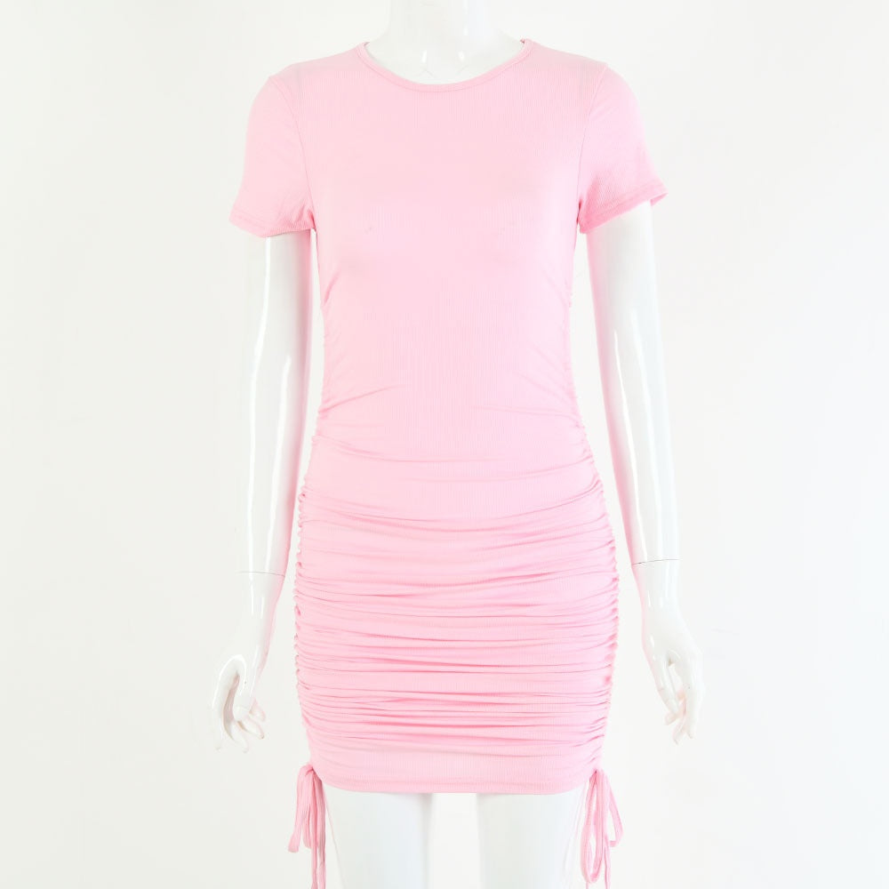 Hip-wrapped Drawstring  Bodycon Dress