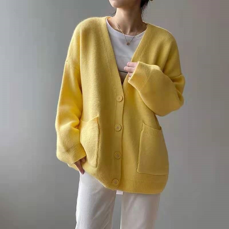 Solid Color Knitted Cardigan