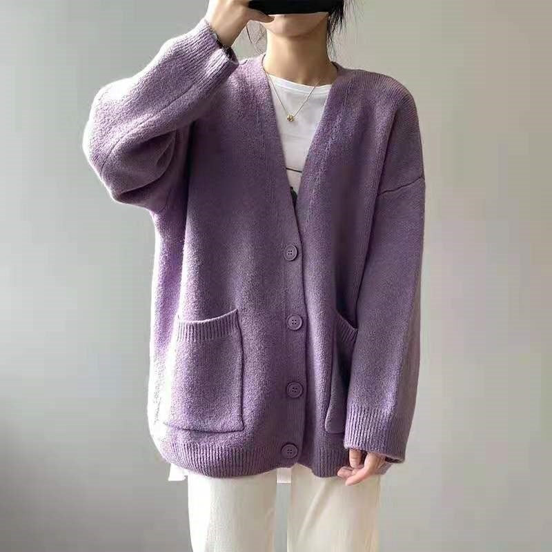 Solid Color Knitted Cardigan