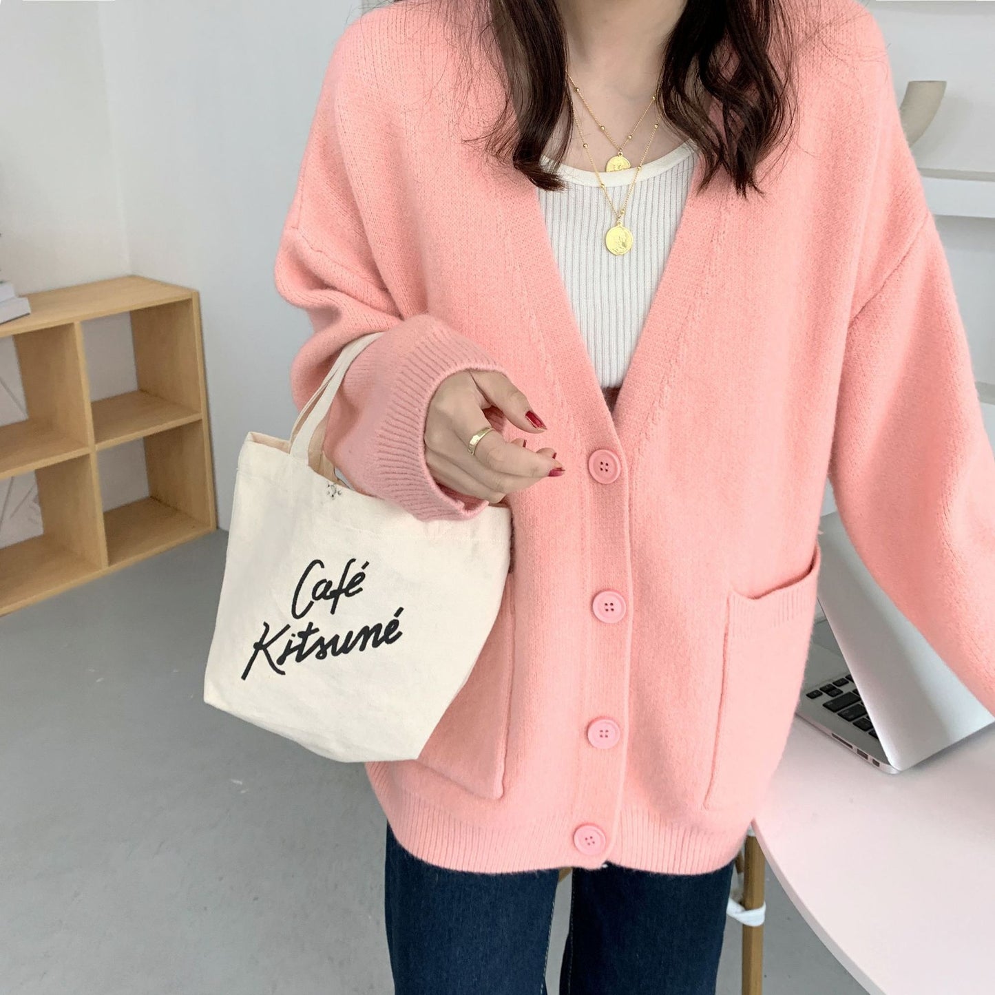 Solid Color Knitted Cardigan