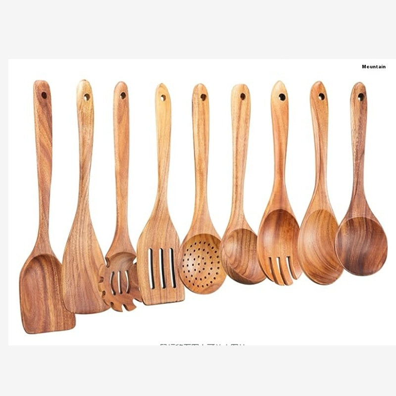 Non-Stick Wooden Cooking Kitchen Utensils Sets