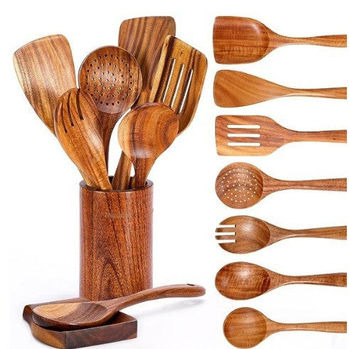 Non-Stick Wooden Cooking Kitchen Utensils Sets