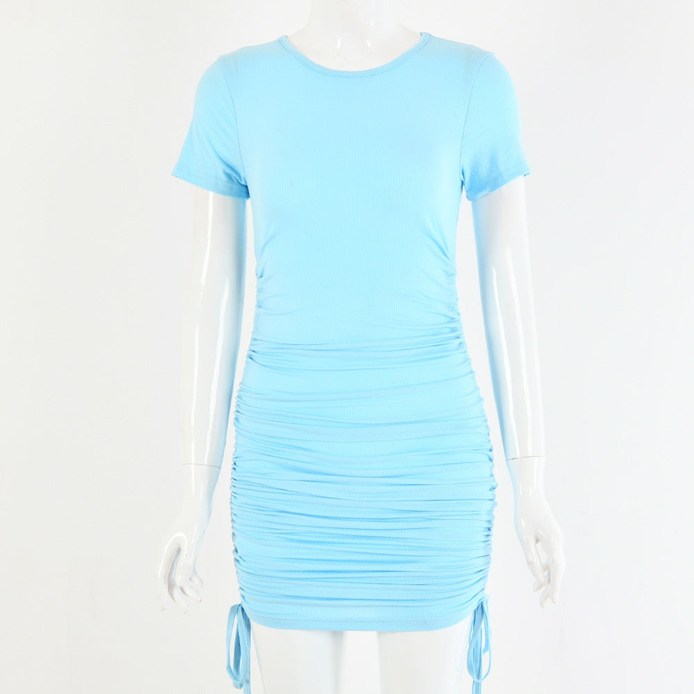 Hip-wrapped Drawstring  Bodycon Dress