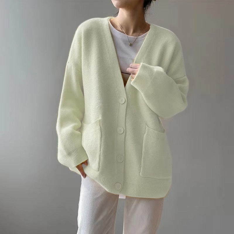 Solid Color Knitted Cardigan