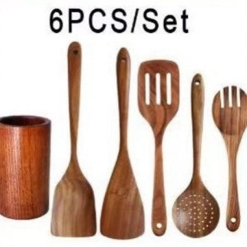 Non-Stick Wooden Cooking Kitchen Utensils Sets