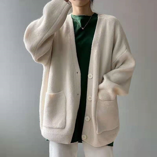 Solid Color Knitted Cardigan