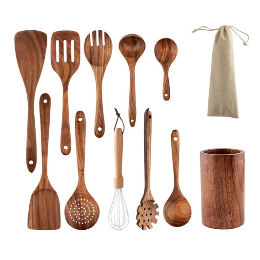 Non-Stick Wooden Cooking Kitchen Utensils Sets