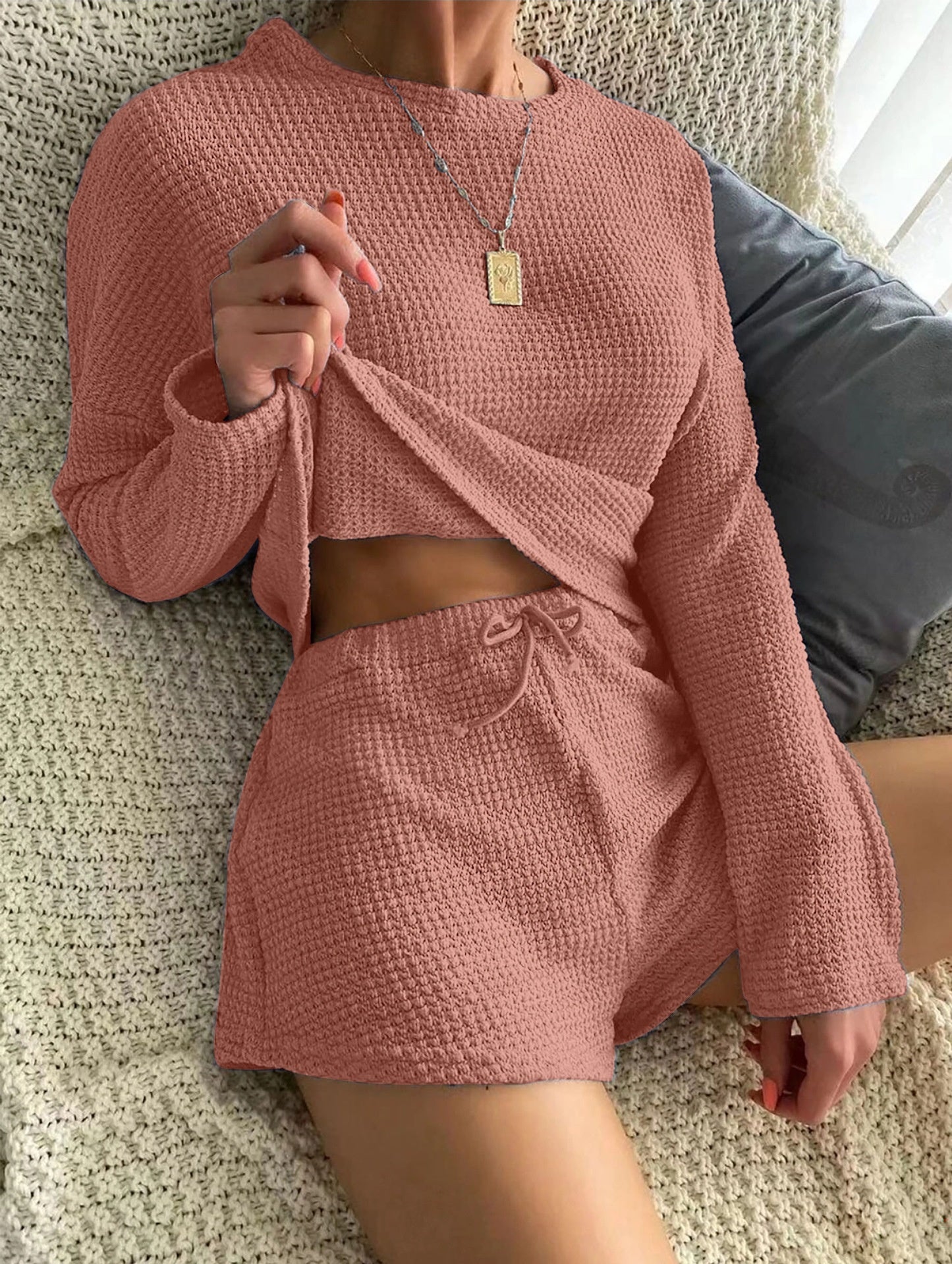 Simple Casual Loungewear Set - Two-Piece Set