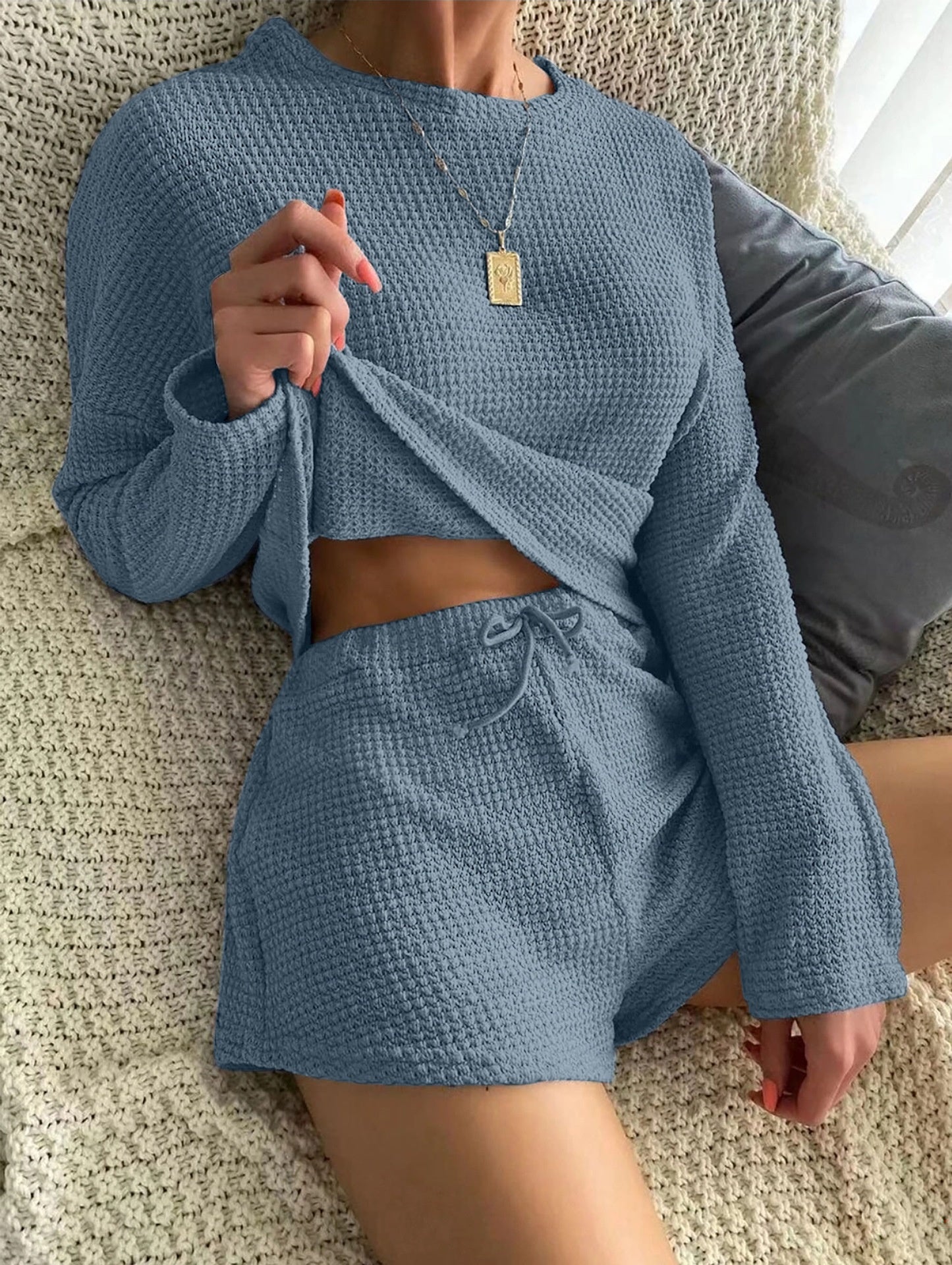 Simple Casual Loungewear Set - Two-Piece Set