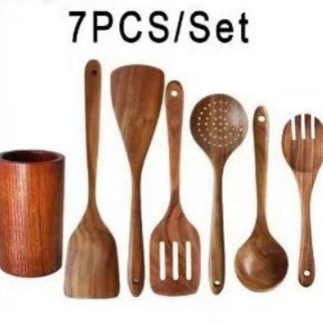 Non-Stick Wooden Cooking Kitchen Utensils Sets