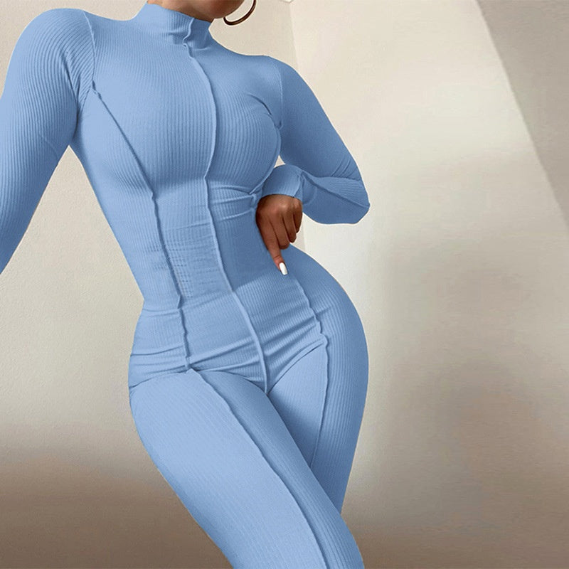 Solid Color Sports Jumpsuit