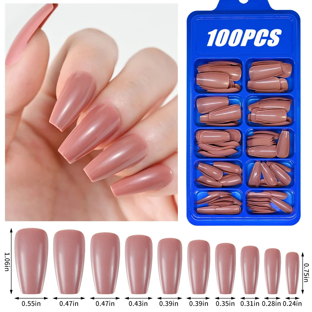 100Pcs  Pink Press on Nails