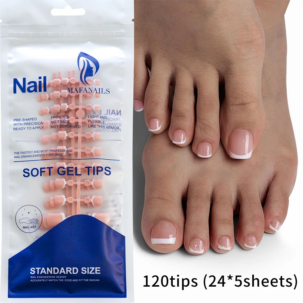 Short Square Toenail Press Ons 100PCS