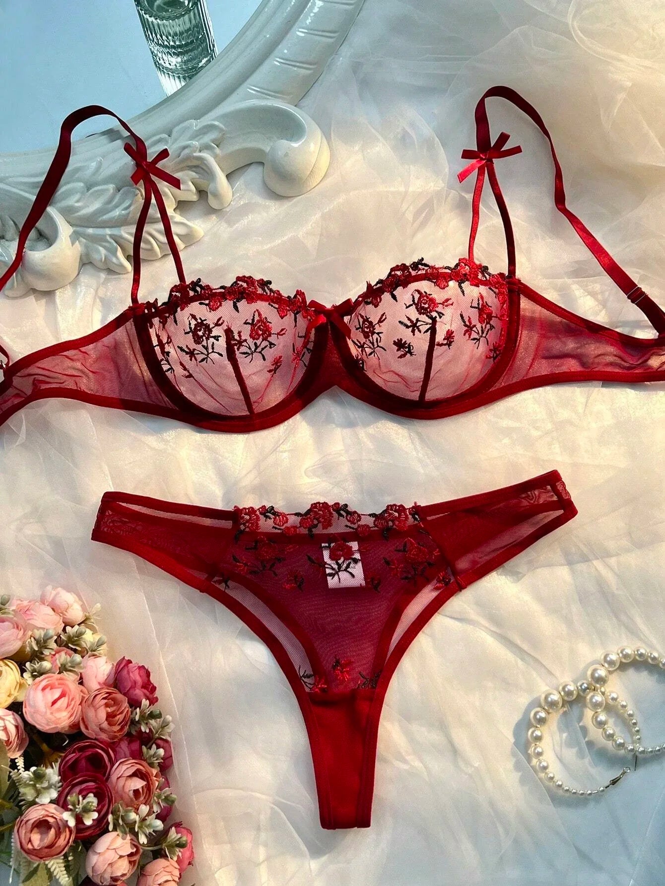 Sexy Transparent Lingerie Bra Set