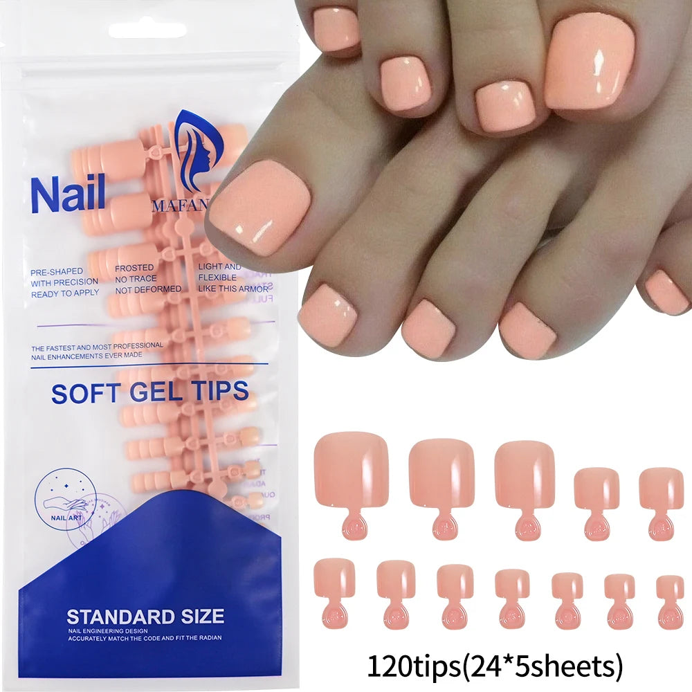 Short Square Toenail Press Ons 100PCS