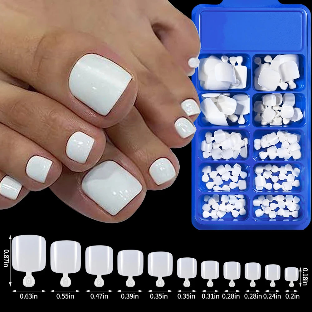 Short Square Toenail Press Ons 100PCS