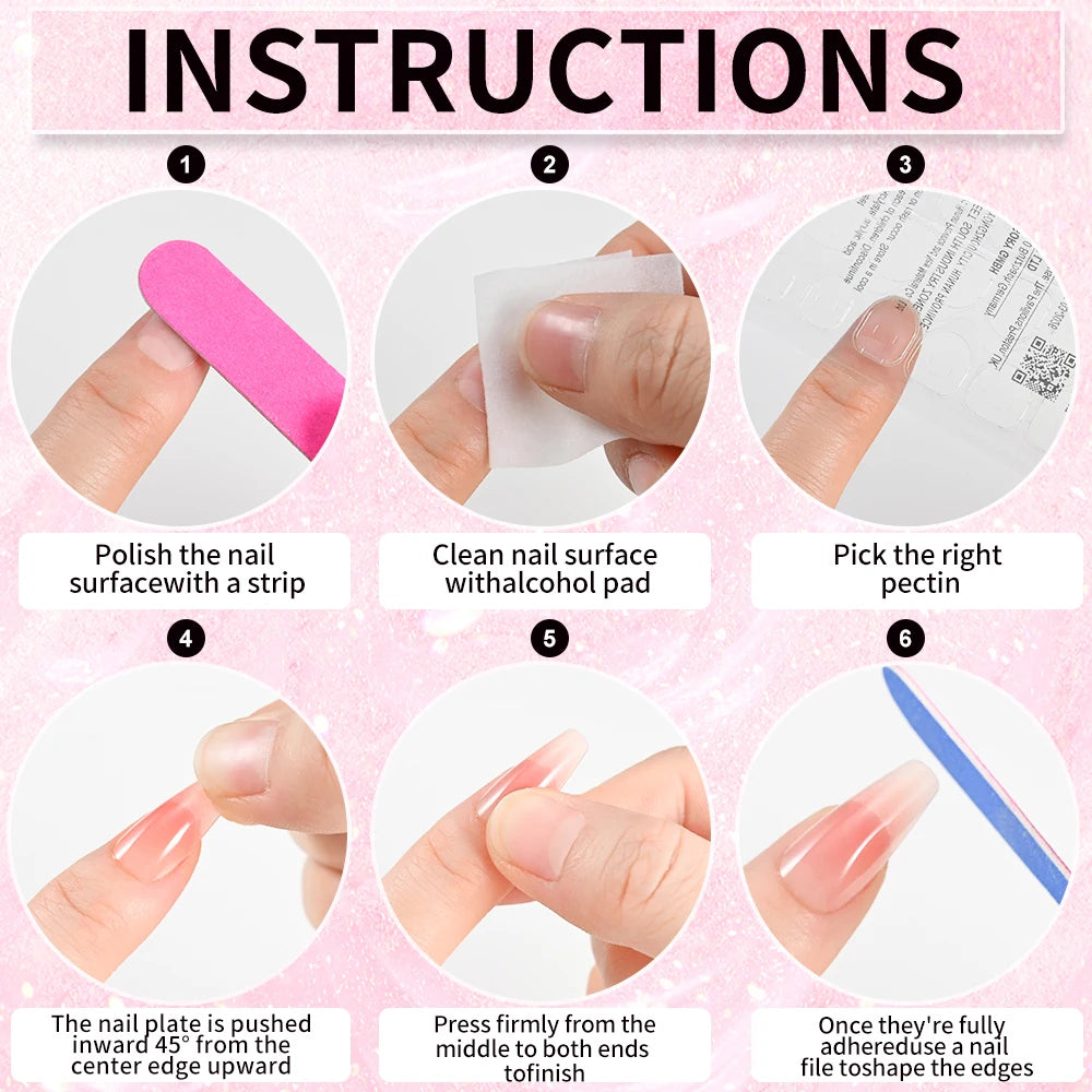 100Pcs  Pink Press on Nails