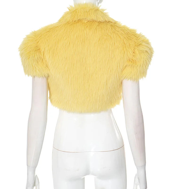 Fluffy Cropped Fur Cardigan