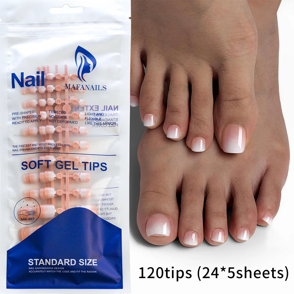 Short Square Toenail Press Ons 100PCS