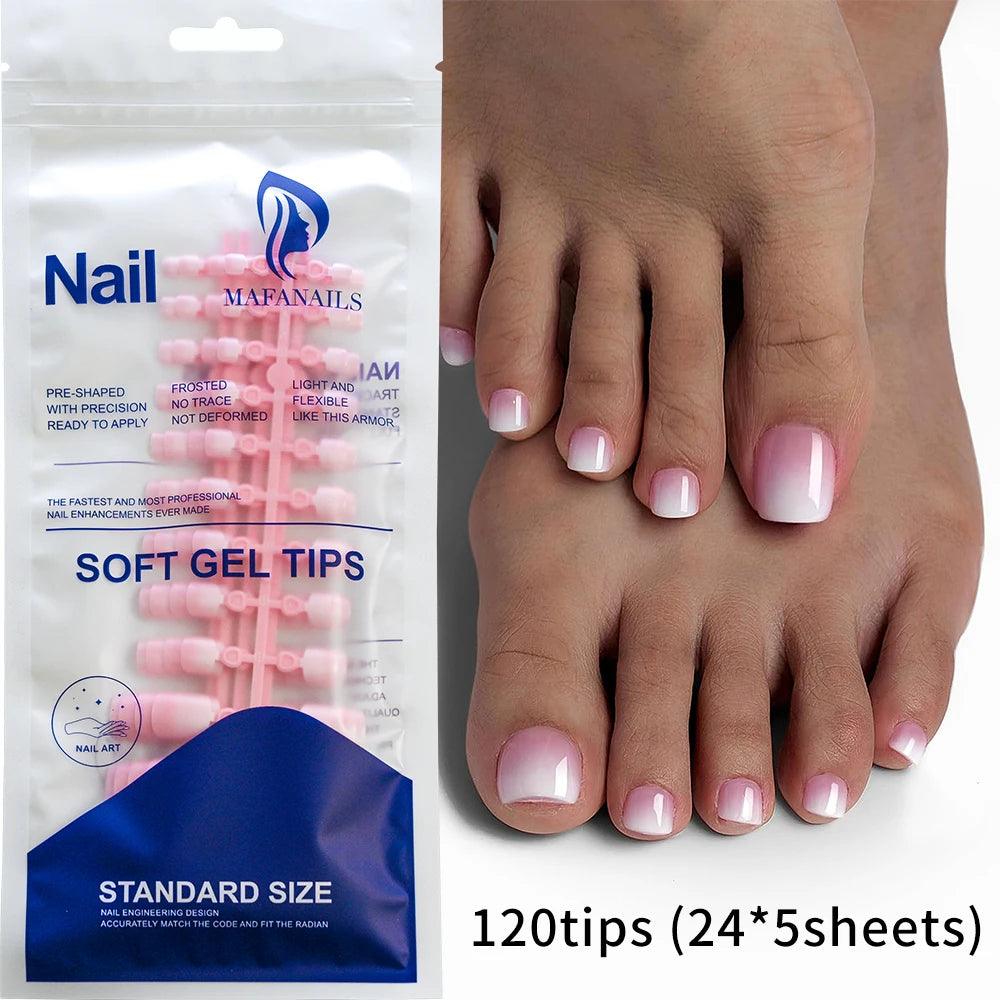 Short Square Toenail Press Ons 100PCS