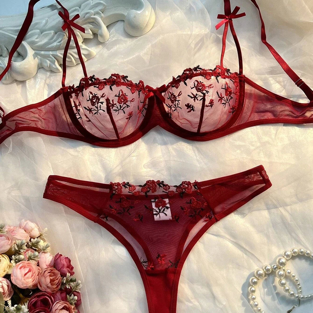 Sexy Transparent Lingerie Bra Set