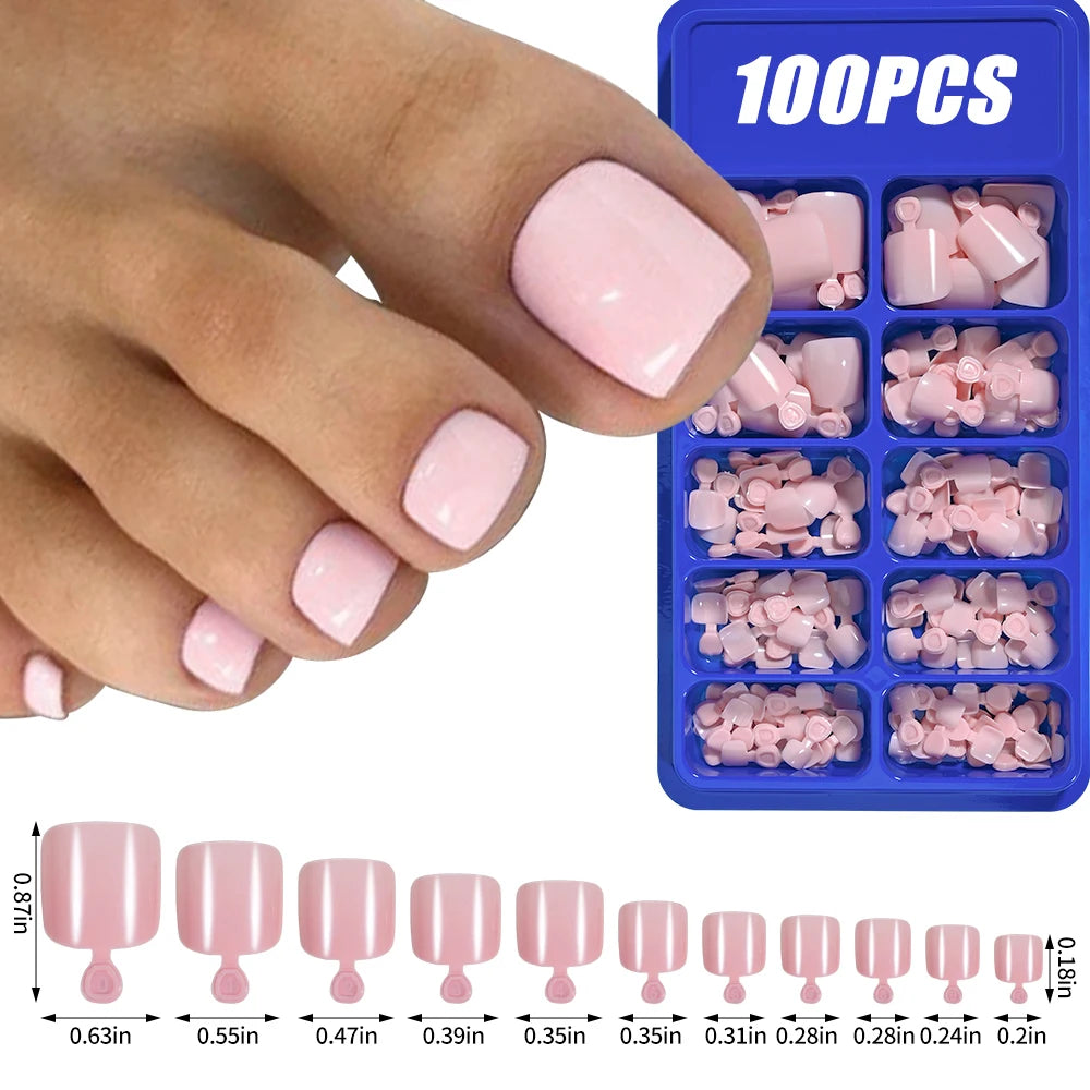 100Pcs  Pink Press on Nails