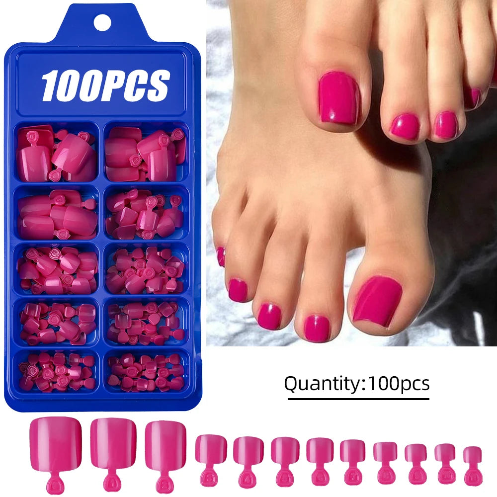 100Pcs  Pink Press on Nails