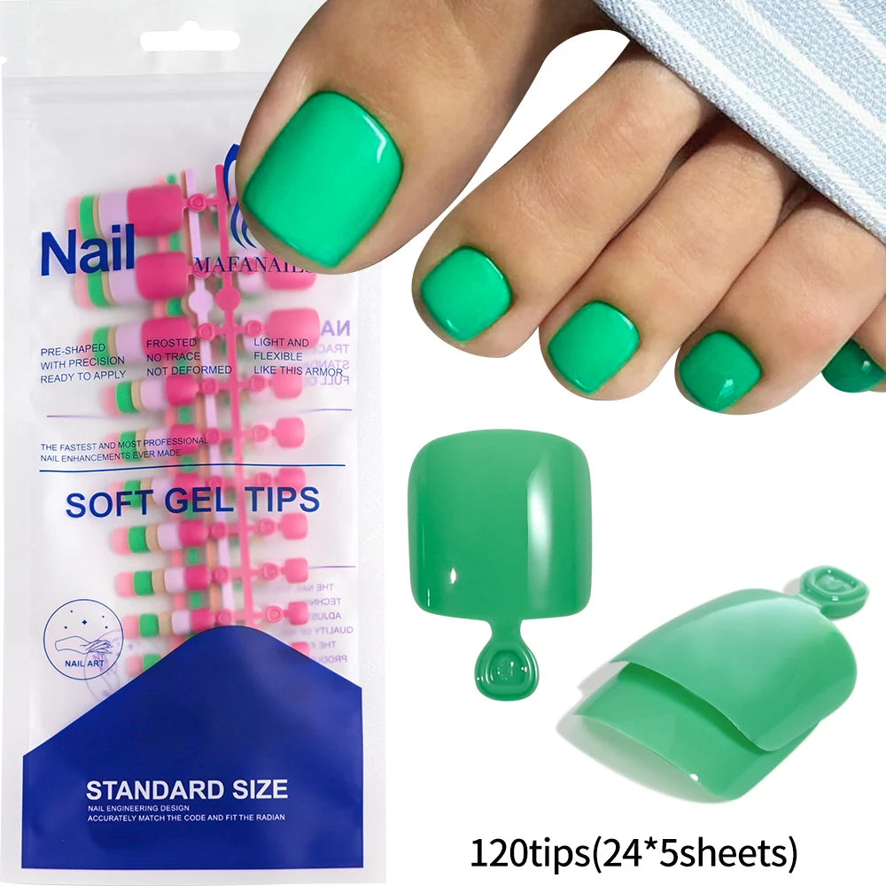 Short Square Toenail Press Ons 100PCS