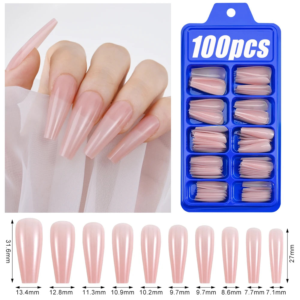 100Pcs  Pink Press on Nails