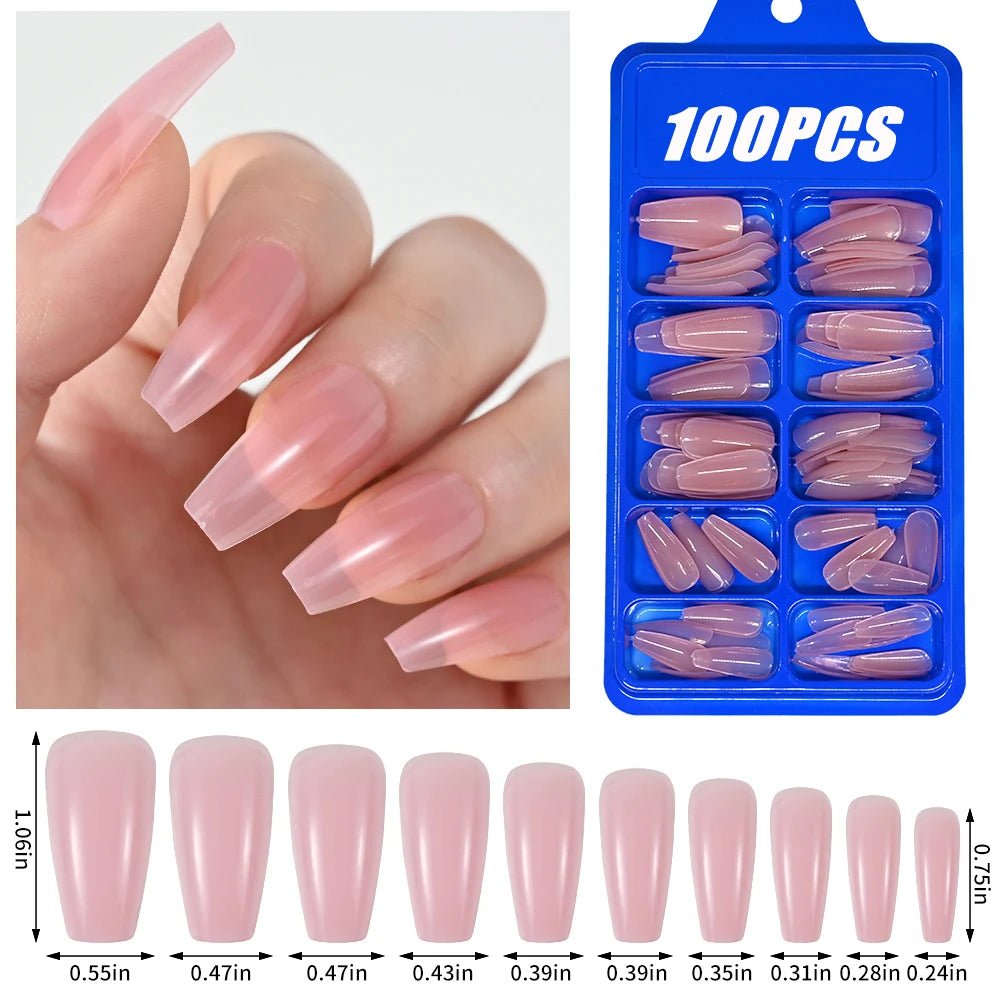 100Pcs  Pink Press on Nails