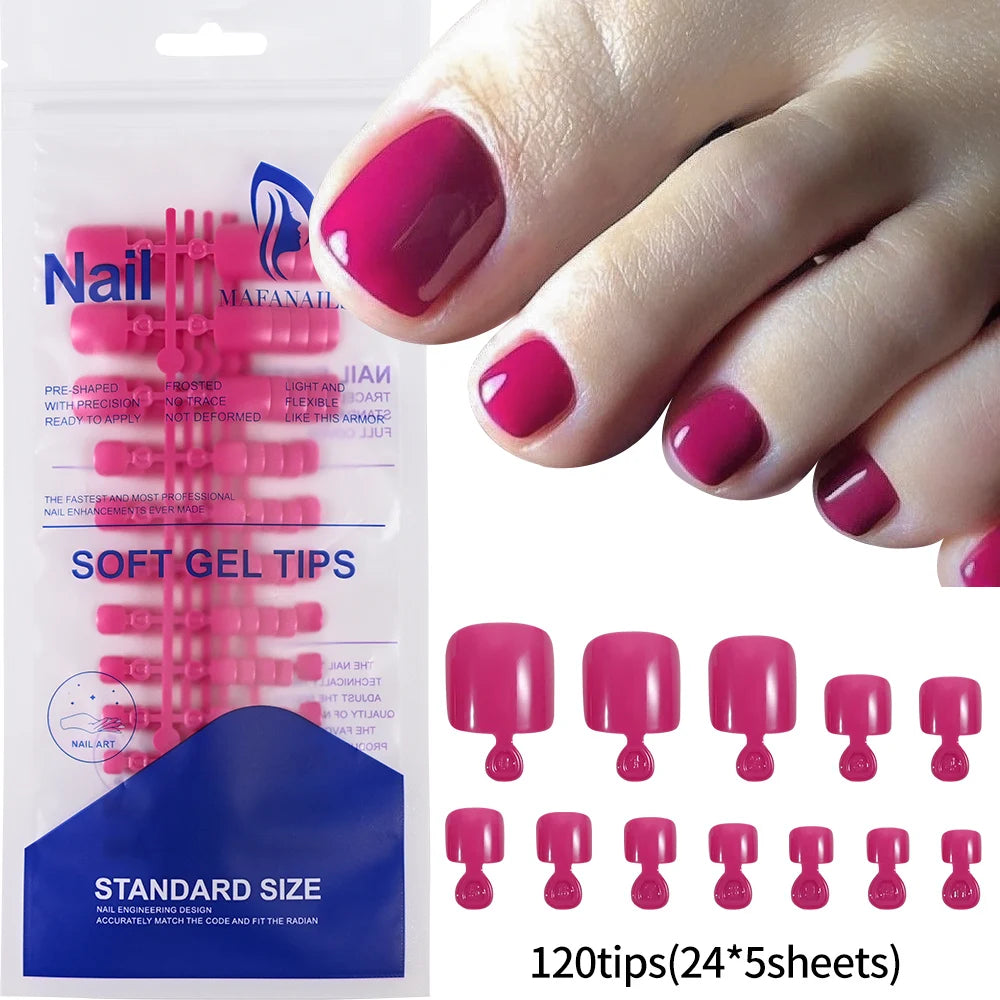 Short Square Toenail Press Ons 100PCS