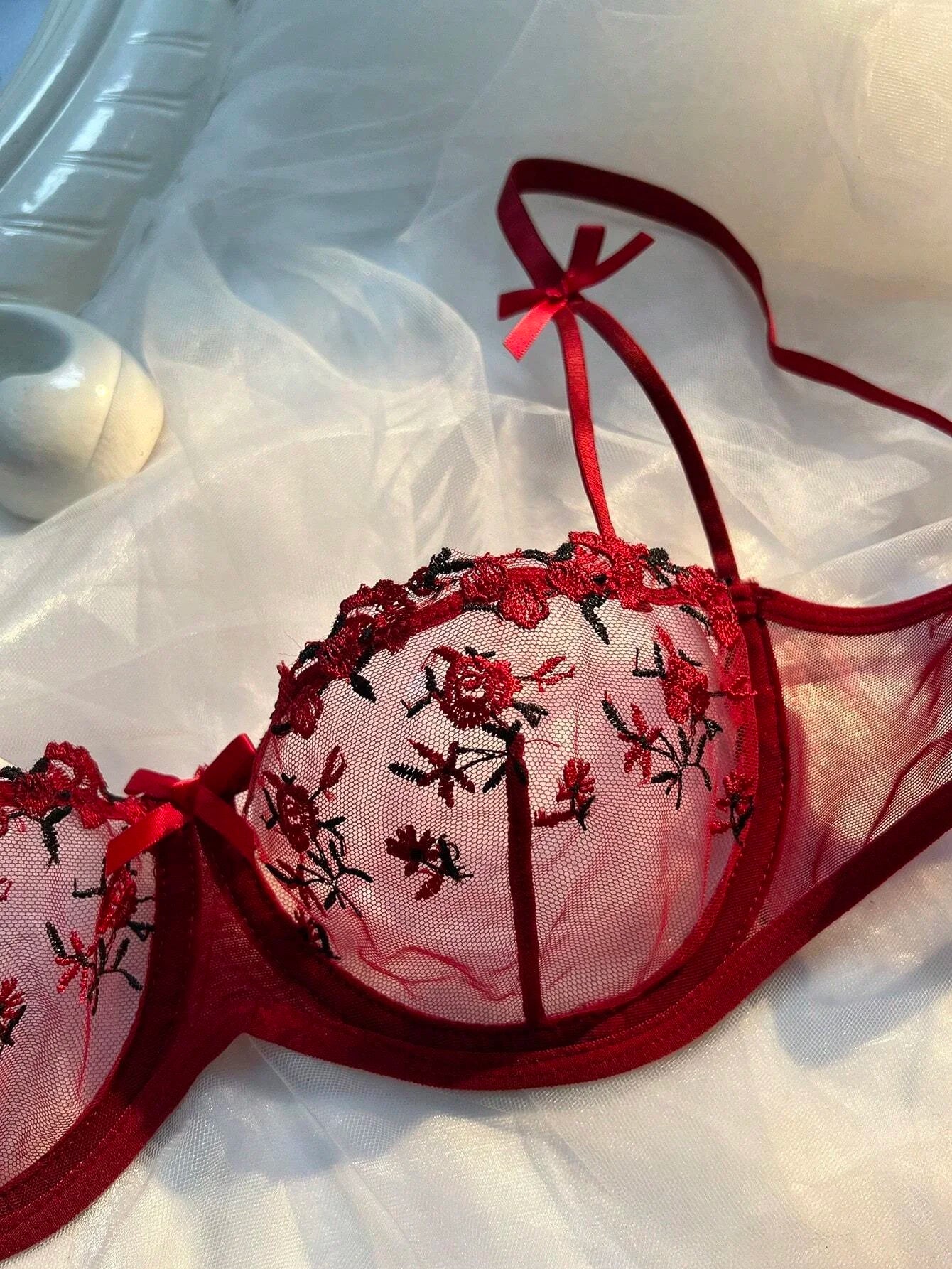 Sexy Transparent Lingerie Bra Set