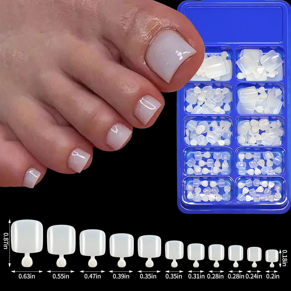 Short Square Toenail Press Ons 100PCS