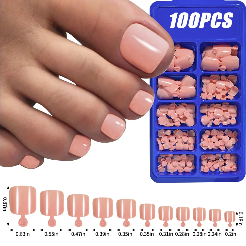 100Pcs  Pink Press on Nails