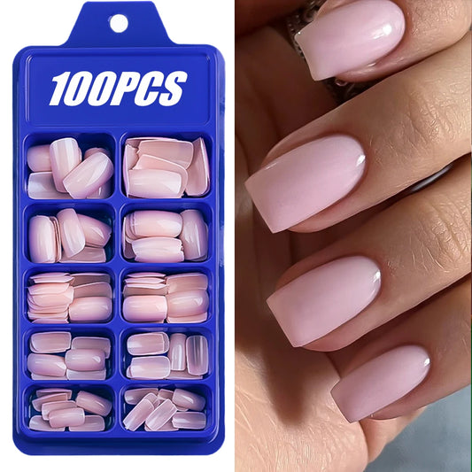 100Pcs  Pink Press on Nails