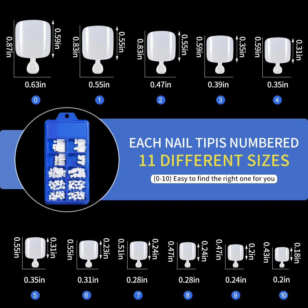 Short Square Toenail Press Ons 100PCS