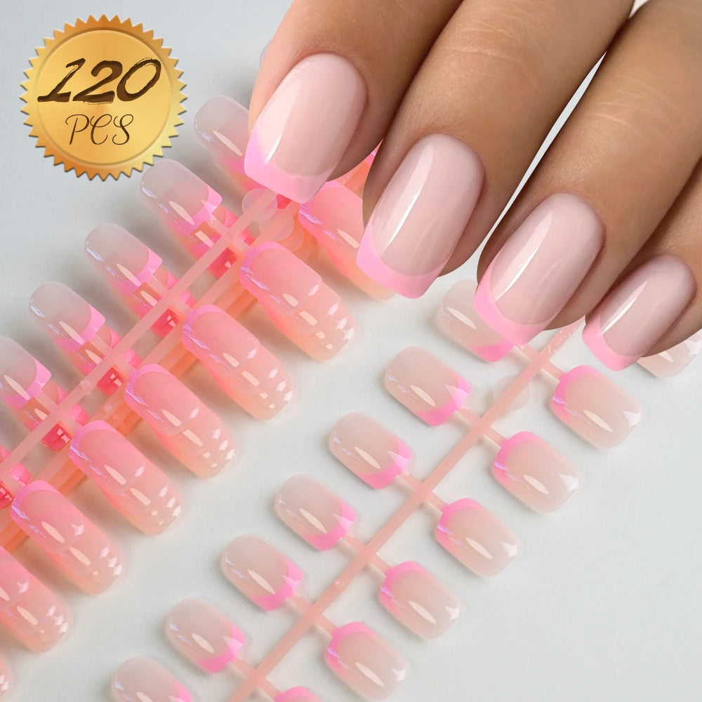 100Pcs  Pink Press on Nails