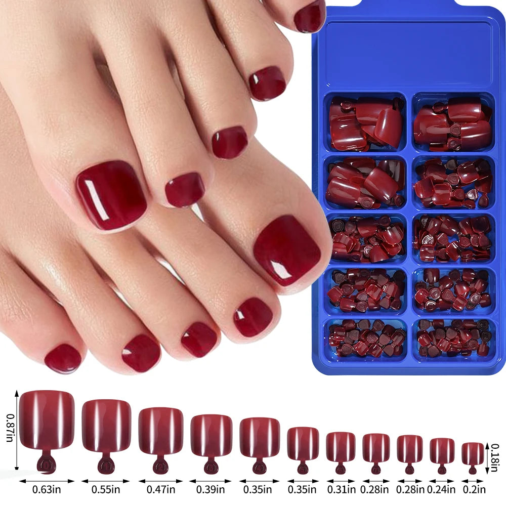 Short Square Toenail Press Ons 100PCS