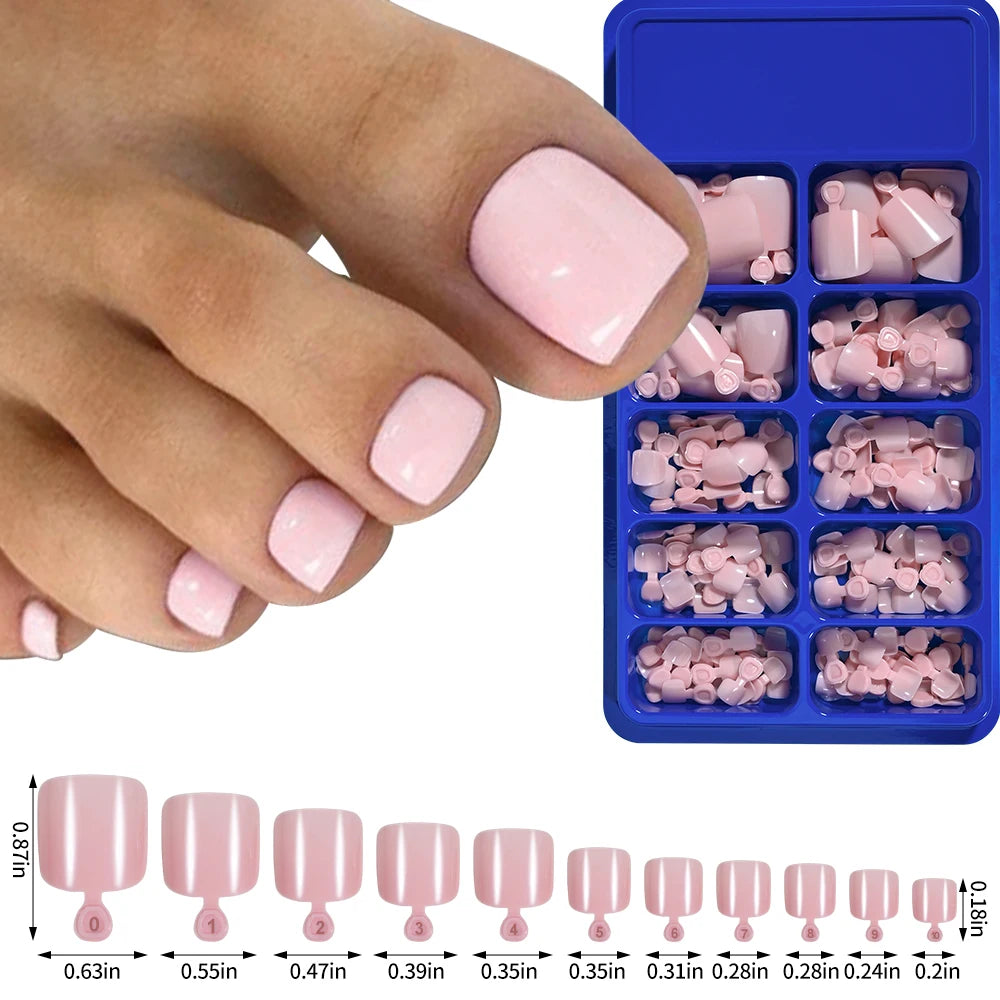 Short Square Toenail Press Ons 100PCS