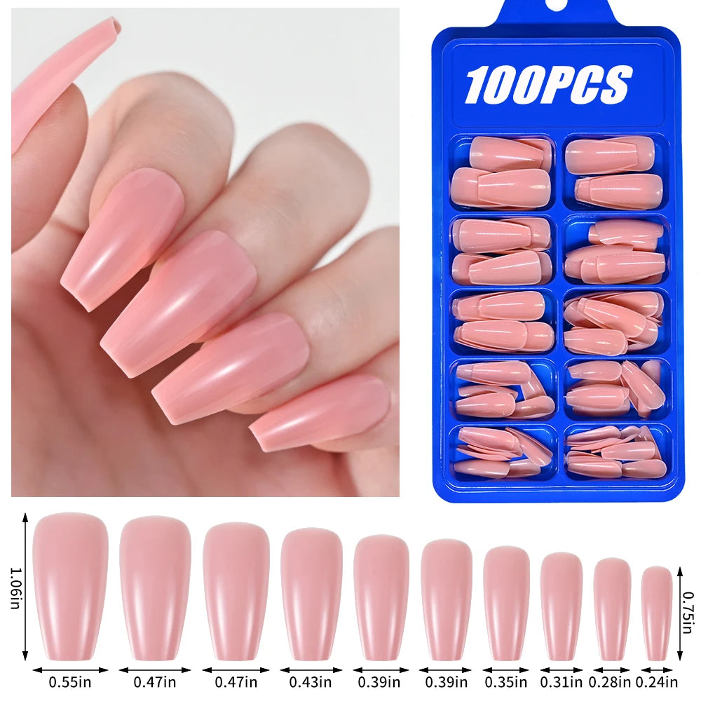 100Pcs  Pink Press on Nails