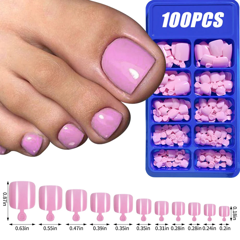 100Pcs  Pink Press on Nails